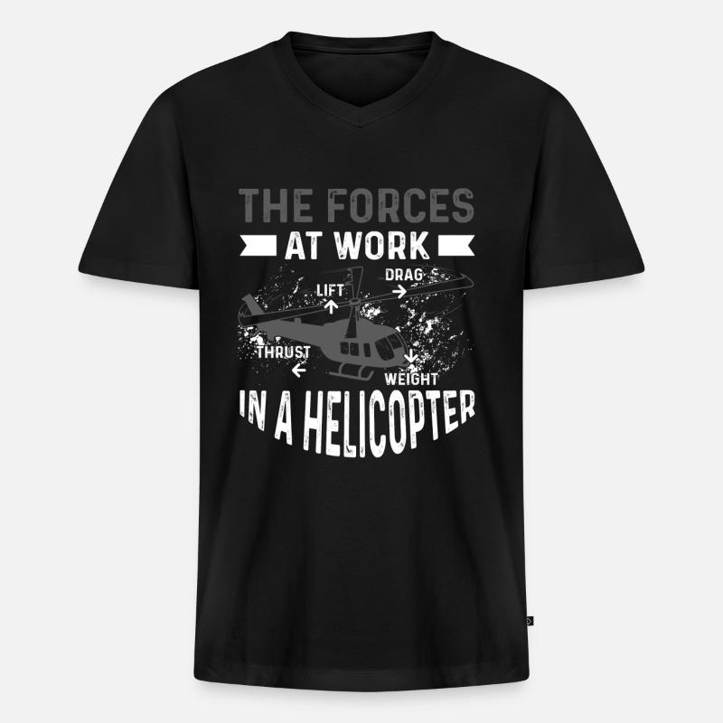Hubschrauber Pilot Geschenk - Männer Premium Bio T-Shirt mit V-Ausschnitt - Schwarz