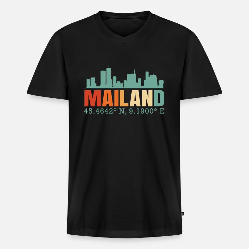 Mailand Italien Skyline - Männer Premium Bio T-Shirt mit V-Ausschnitt - Schwarz