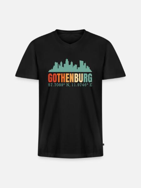 Gothenburg Sweden Skyline - Men's Premium Organic T-shirt with V-neck - black