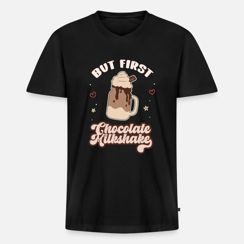 Milchshake Milchdrink Milch Geschenk - Männer Premium Bio T-Shirt mit V-Ausschnitt - Schwarz