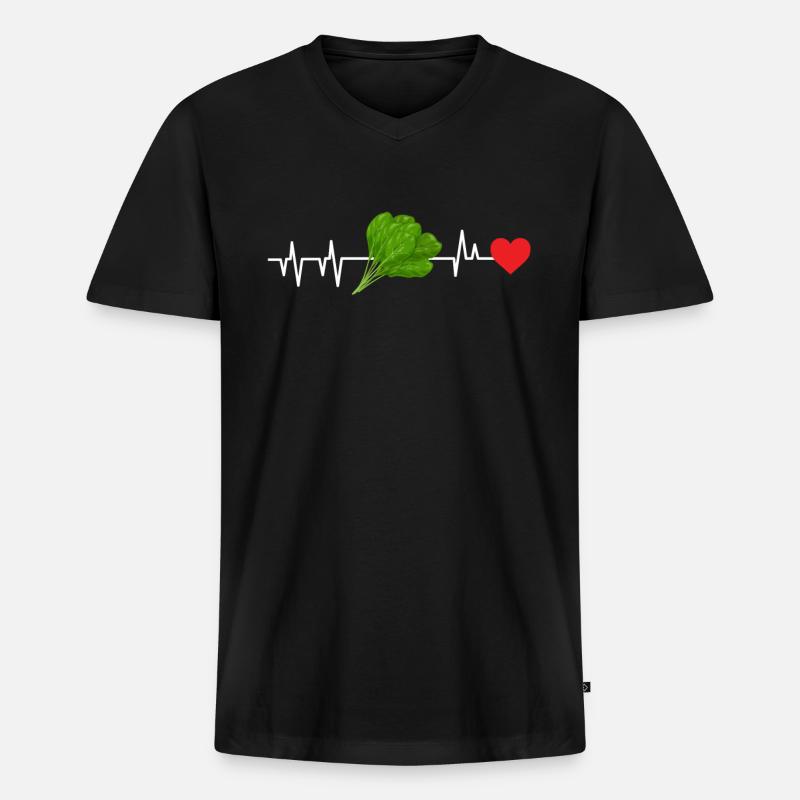 Spinat - Männer Premium Bio T-Shirt mit V-Ausschnitt - Schwarz