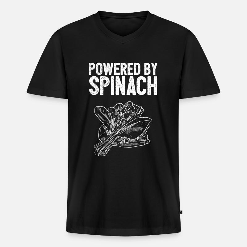 Spinat - Männer Premium Bio T-Shirt mit V-Ausschnitt - Schwarz