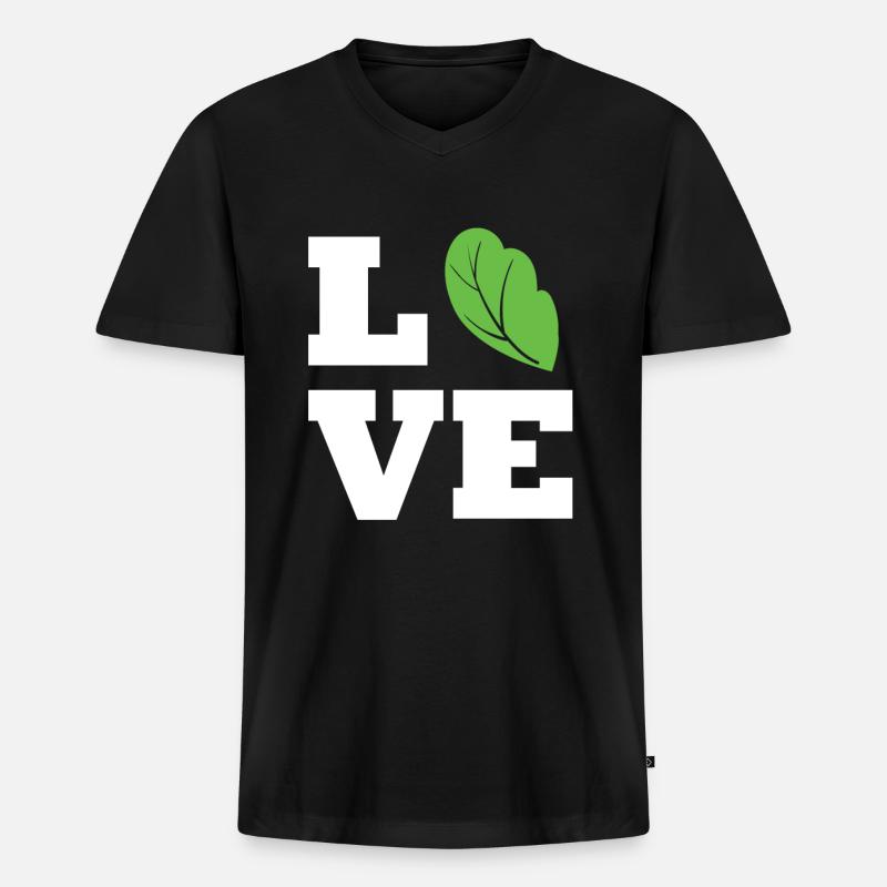 Spinat - Männer Premium Bio T-Shirt mit V-Ausschnitt - Schwarz