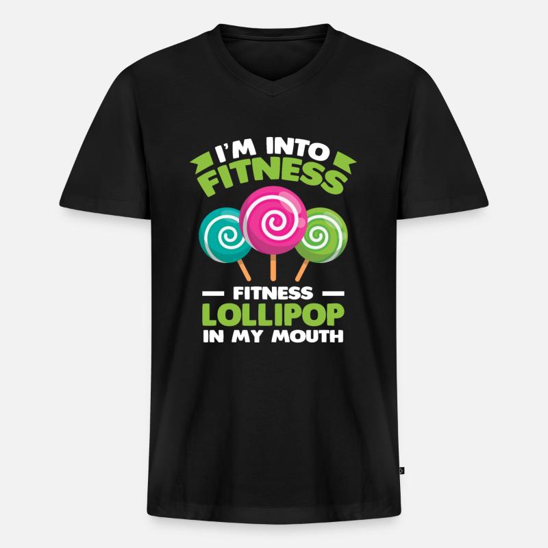 Lutscher Süßigkeiten Geschenk - Männer Premium Bio T-Shirt mit V-Ausschnitt - Schwarz