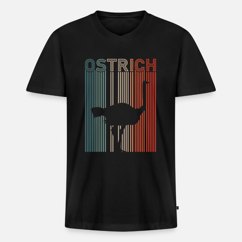 Strauß - Männer Premium Bio T-Shirt mit V-Ausschnitt - Schwarz