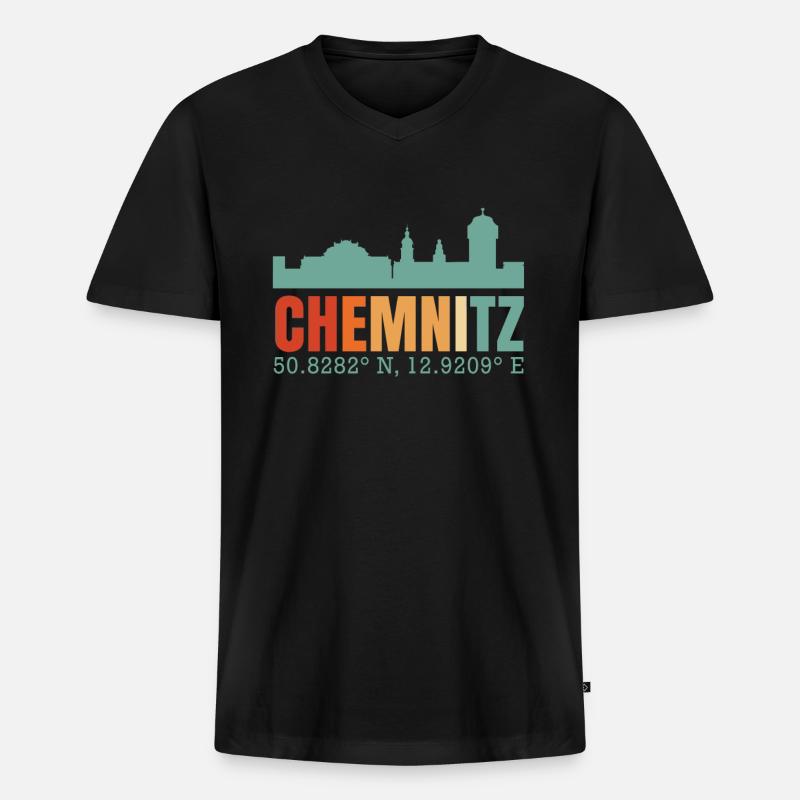 Chemnitz - Männer Premium Bio T-Shirt mit V-Ausschnitt - Schwarz