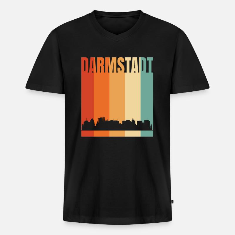 Darmstadt - Männer Premium Bio T-Shirt mit V-Ausschnitt - Schwarz
