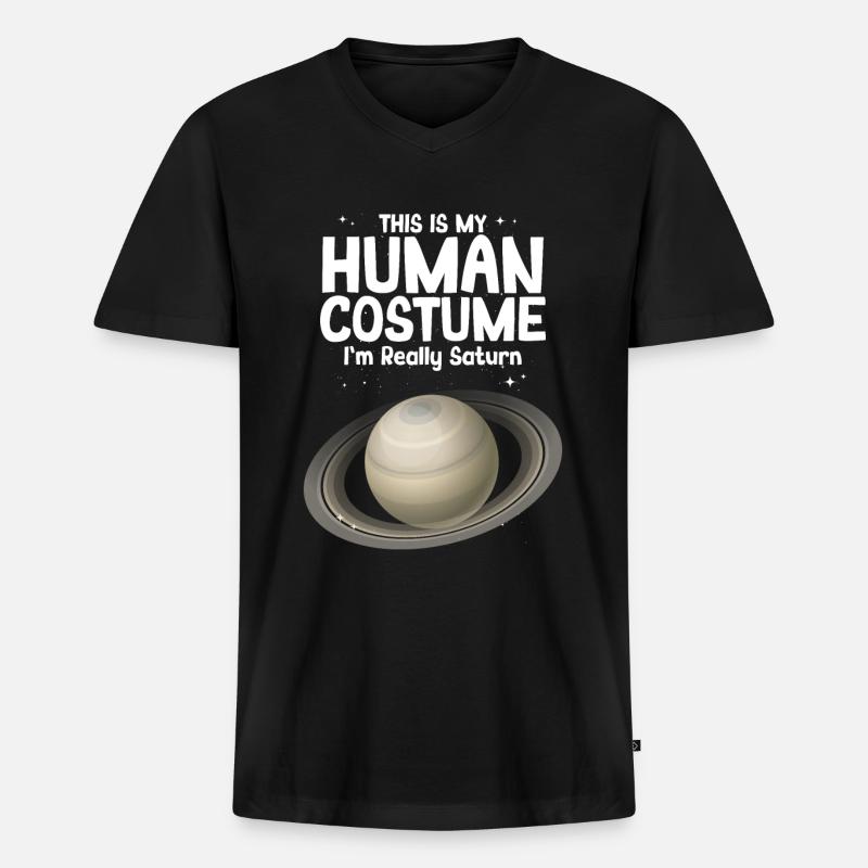 Saturn - Männer Premium Bio T-Shirt mit V-Ausschnitt - Schwarz