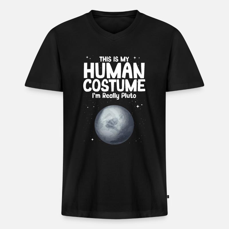 Pluto - Männer Premium Bio T-Shirt mit V-Ausschnitt - Schwarz