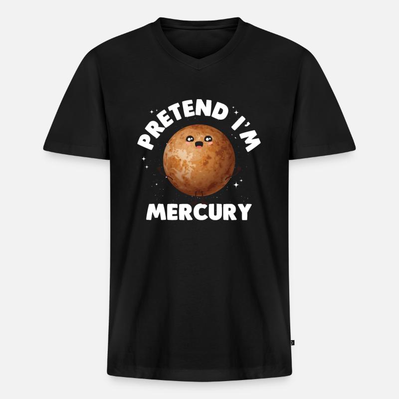 Merkur - Männer Premium Bio T-Shirt mit V-Ausschnitt - Schwarz