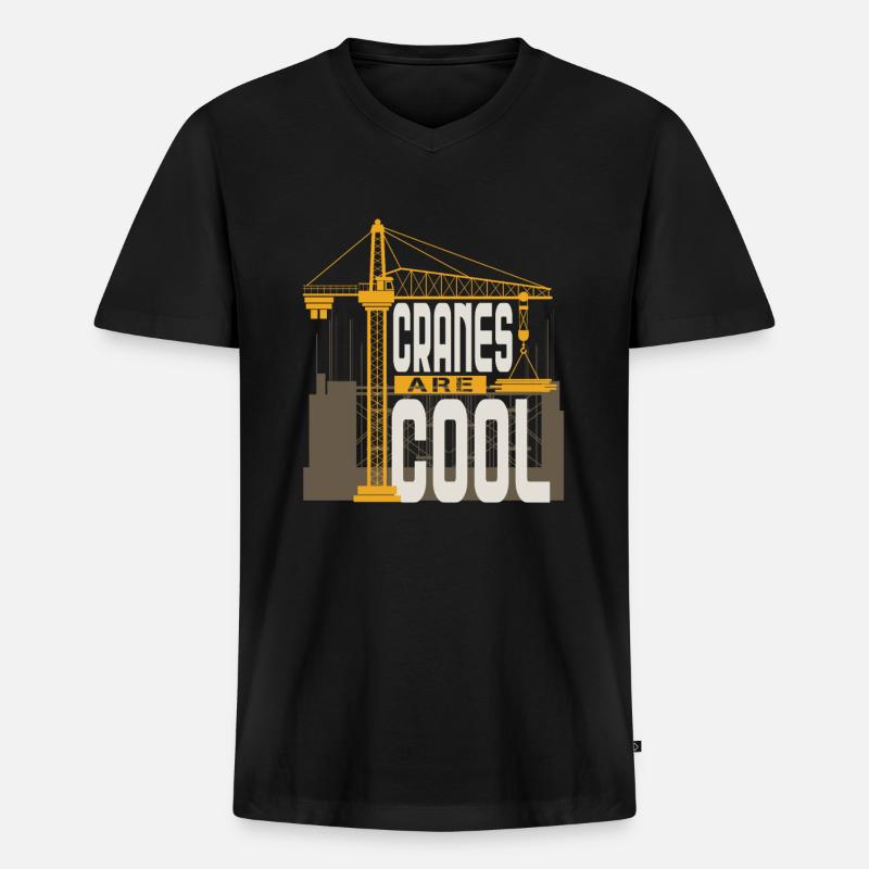 Kranführer Kran Geschenk - Männer Premium Bio T-Shirt mit V-Ausschnitt - Schwarz