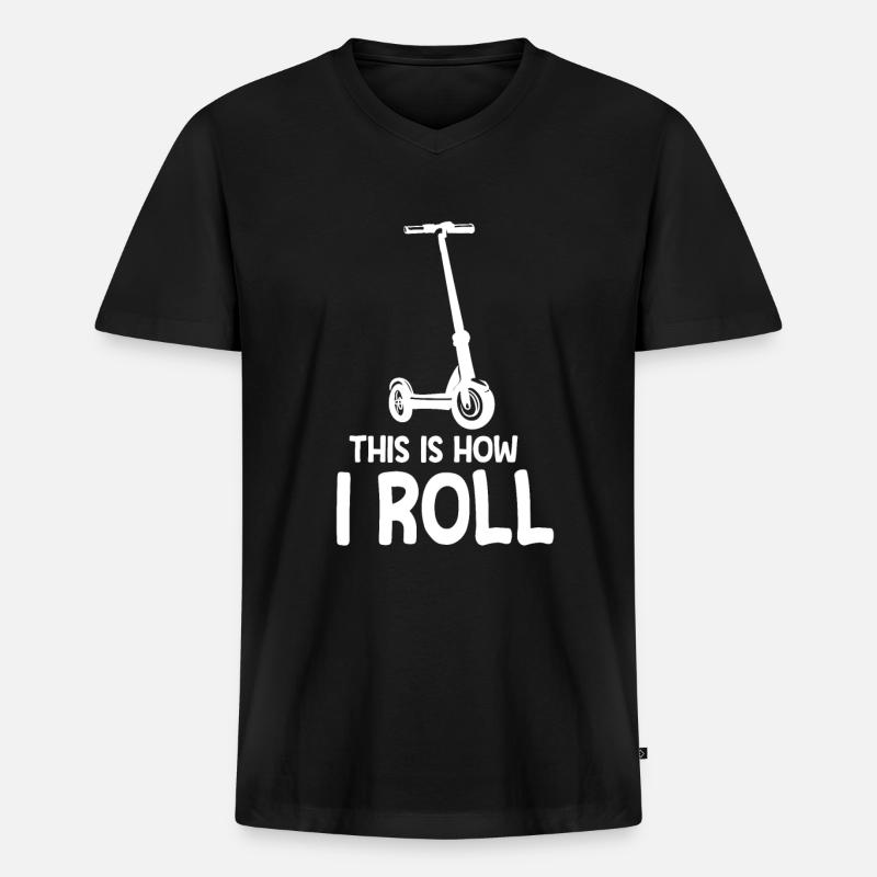 Scooter Roller Tretroller Geschenk - Männer Premium Bio T-Shirt mit V-Ausschnitt - Schwarz