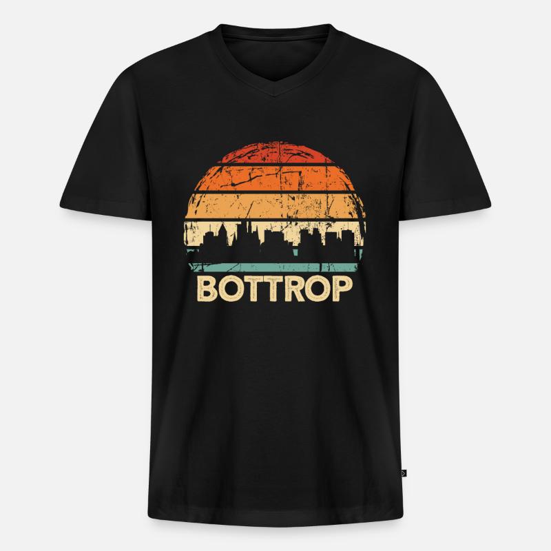 Bottrop - Männer Premium Bio T-Shirt mit V-Ausschnitt - Schwarz