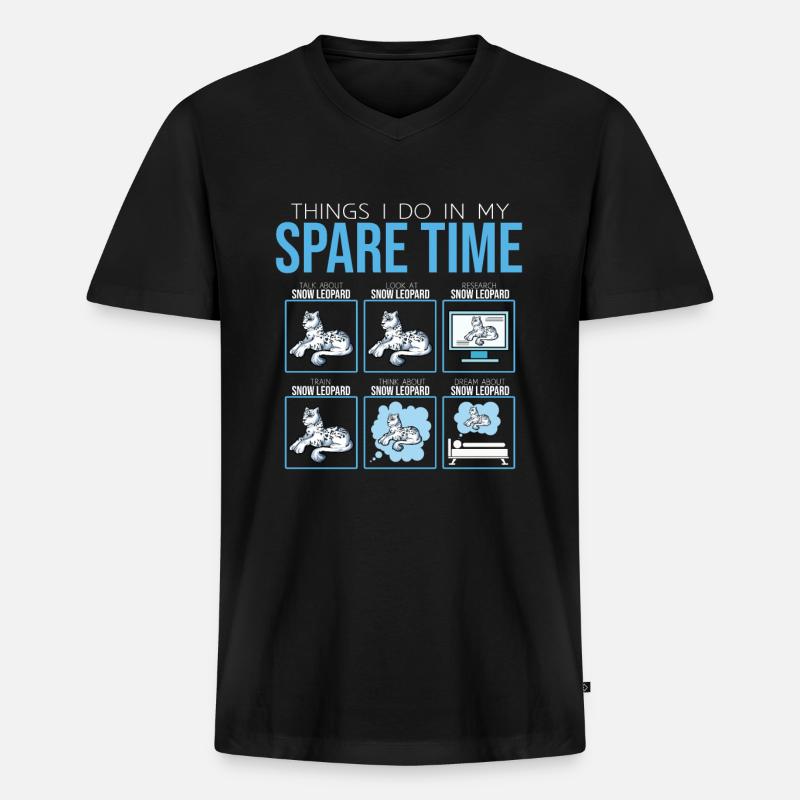 Schneeleopard - Männer Premium Bio T-Shirt mit V-Ausschnitt - Schwarz