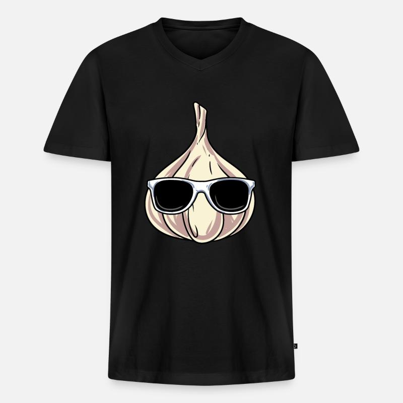 Knoblauch Knoblauchbrot Geschenk - Männer Premium Bio T-Shirt mit V-Ausschnitt - Schwarz