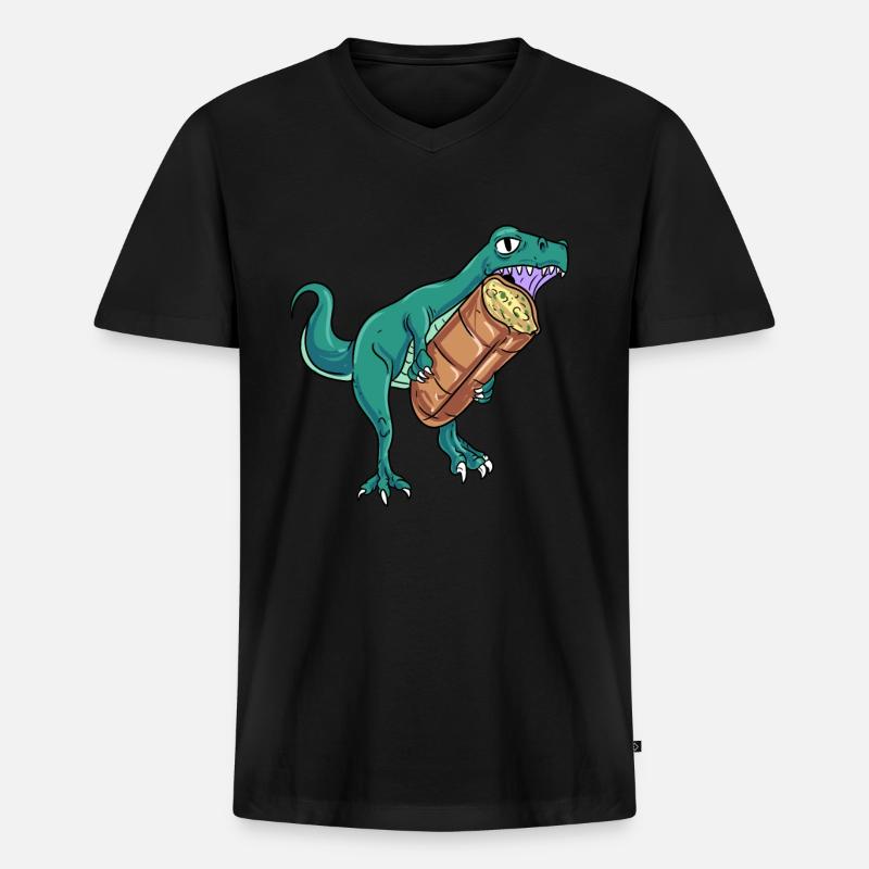 Knoblauch Knoblauchbrot Geschenk - Männer Premium Bio T-Shirt mit V-Ausschnitt - Schwarz