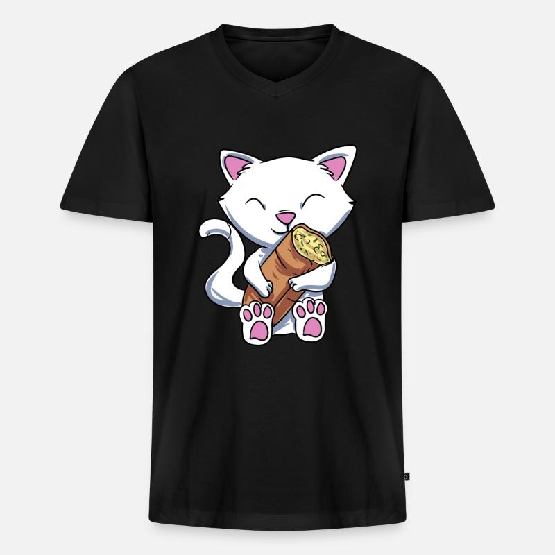 Knoblauch Knoblauchbrot Geschenk - Männer Premium Bio T-Shirt mit V-Ausschnitt - Schwarz