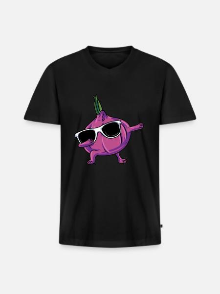 Knoblauch Knoblauchbrot Geschenk - Männer Premium Bio T-Shirt mit V-Ausschnitt - Schwarz