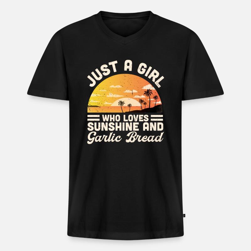 Knoblauch Knoblauchbrot Essen Geschenk - Männer Premium Bio T-Shirt mit V-Ausschnitt - Schwarz