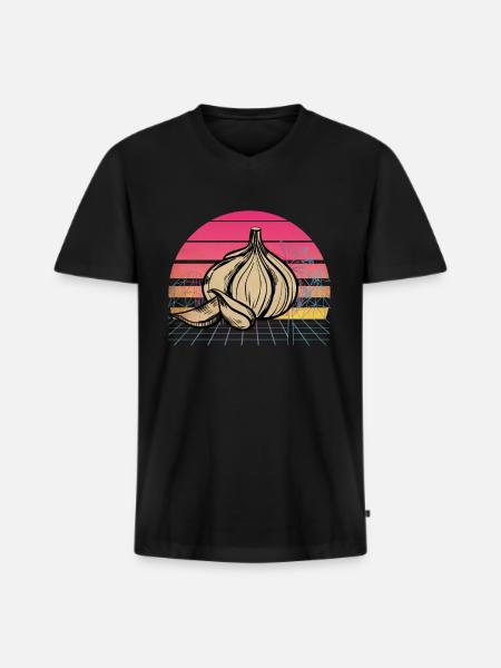Garlic Garlic Bread Food Gift - Men's Premium Organic T-shirt with V-neck - black