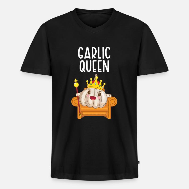 Knoblauch Knoblauchbrot Essen Geschenk - Männer Premium Bio T-Shirt mit V-Ausschnitt - Schwarz