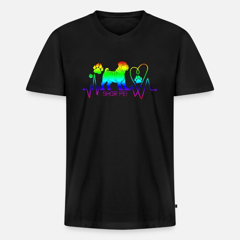 Chinese Shar Pei - Männer Premium Bio T-Shirt mit V-Ausschnitt - Schwarz