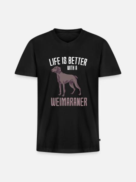 Weimaraner - Men's Premium Organic T-shirt with V-neck - black