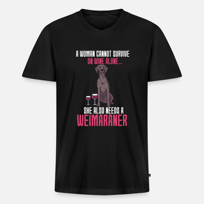 Weimaraner - Männer Premium Bio T-Shirt mit V-Ausschnitt - Schwarz