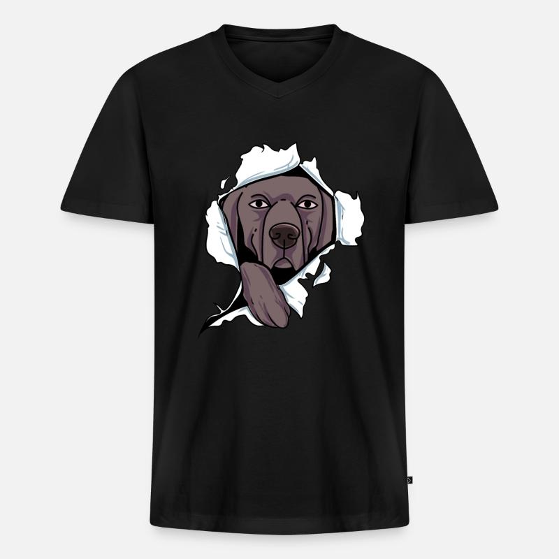 Weimaraner - Männer Premium Bio T-Shirt mit V-Ausschnitt - Schwarz