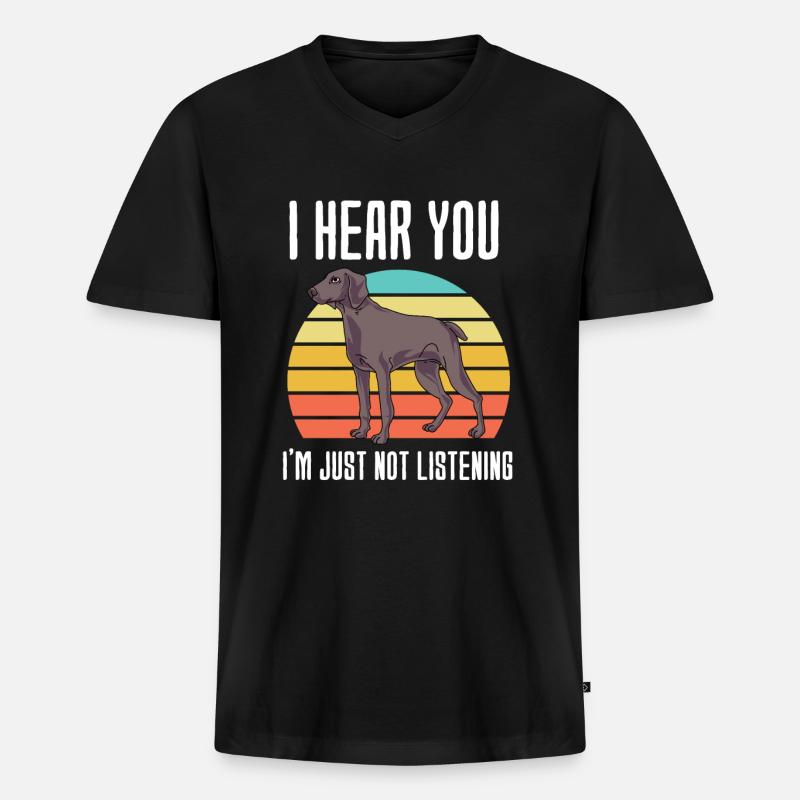 Weimaraner - Männer Premium Bio T-Shirt mit V-Ausschnitt - Schwarz