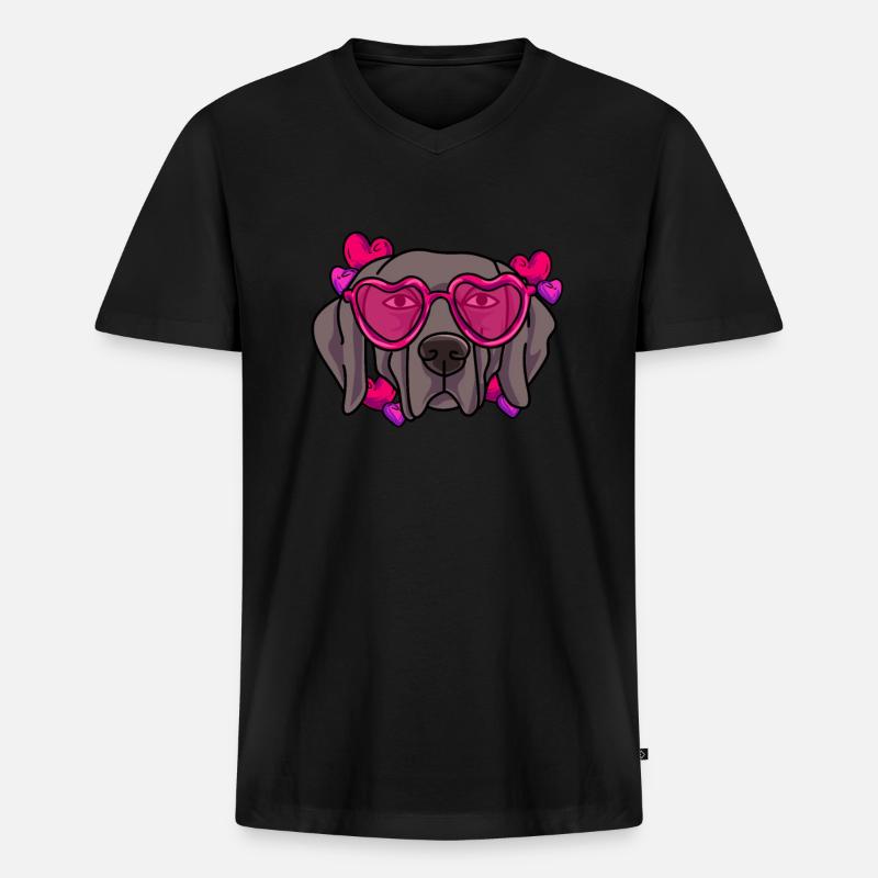 Weimaraner - Männer Premium Bio T-Shirt mit V-Ausschnitt - Schwarz
