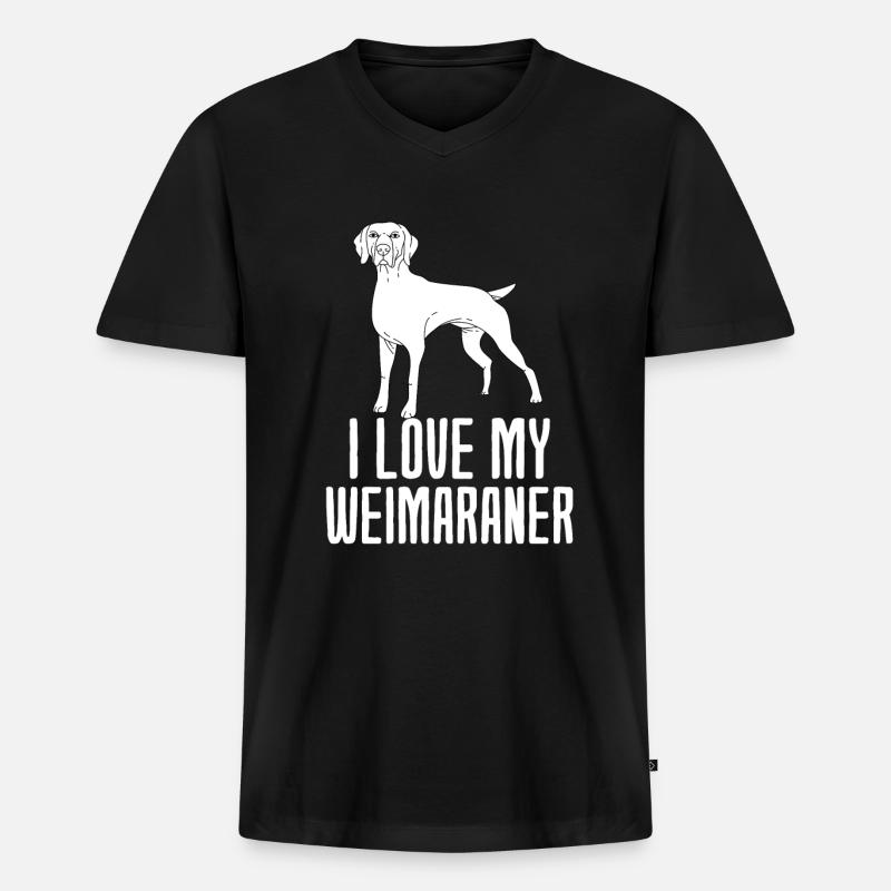Weimaraner - Männer Premium Bio T-Shirt mit V-Ausschnitt - Schwarz