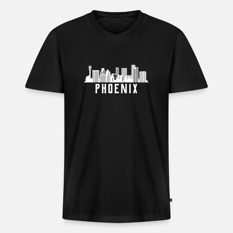 Phoenix Skyline - Männer Premium Bio T-Shirt mit V-Ausschnitt - Schwarz