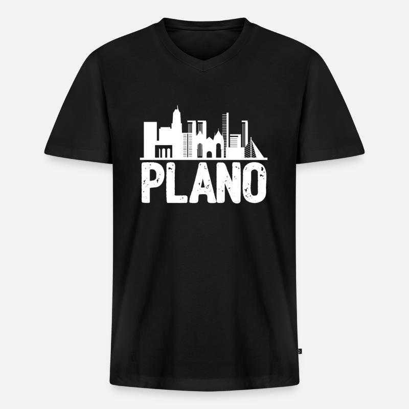 Plano Skyline - Männer Premium Bio T-Shirt mit V-Ausschnitt - Schwarz