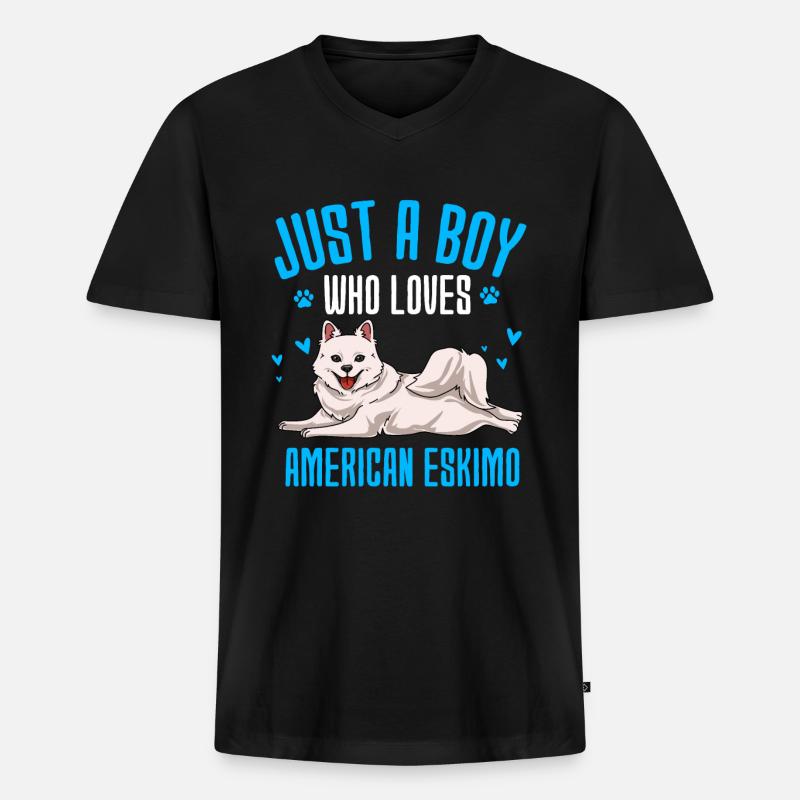 American Eskimo - Männer Premium Bio T-Shirt mit V-Ausschnitt - Schwarz
