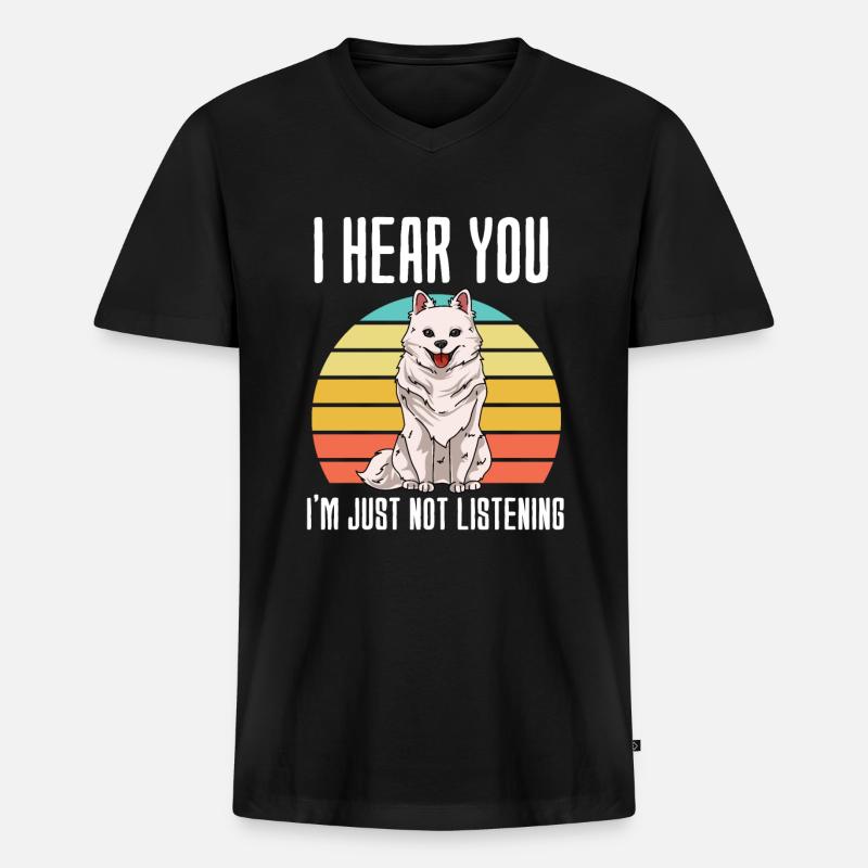 American Eskimo - Männer Premium Bio T-Shirt mit V-Ausschnitt - Schwarz