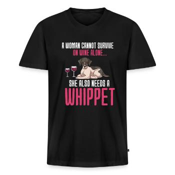 Whippet - Men's Premium Organic T-shirt with V-neck - black - Front - Nico (187cm)