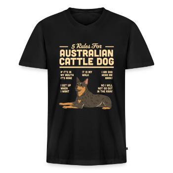 Australian Cattle Dog - Männer Premium Bio T-Shirt mit V-Ausschnitt - Schwarz - Vorne - Nico (187cm)