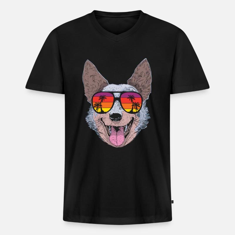 Australian Cattle Dog - Männer Premium Bio T-Shirt mit V-Ausschnitt - Schwarz
