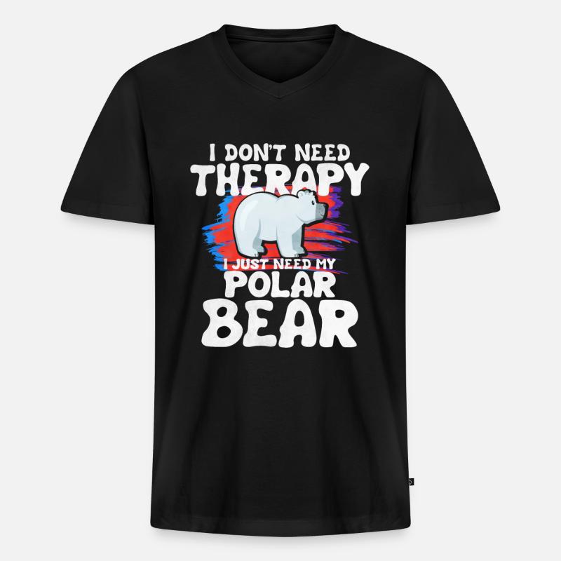 Eisbär - Männer Premium Bio T-Shirt mit V-Ausschnitt - Schwarz