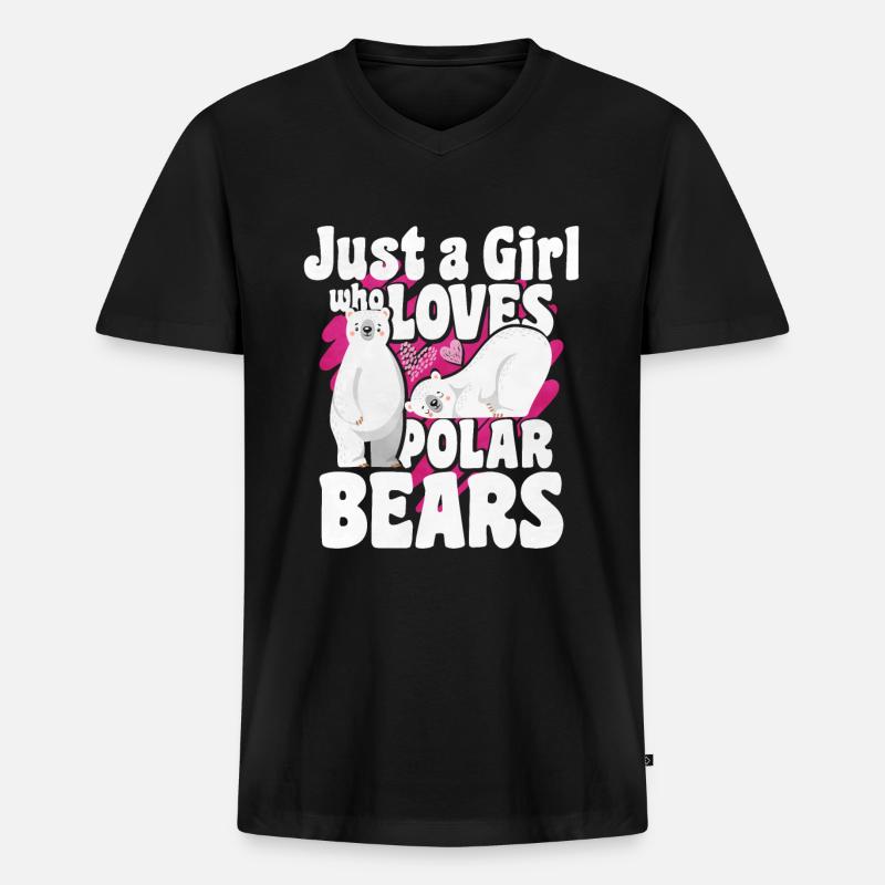 Nur ein Mädchen das Eisbären liebt - Männer Premium Bio T-Shirt mit V-Ausschnitt - Schwarz