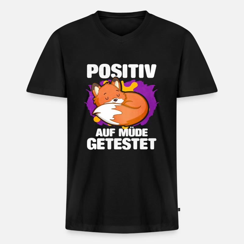 Positiv Auf Müde Getestet Fuchs - Männer Premium Bio T-Shirt mit V-Ausschnitt - Schwarz