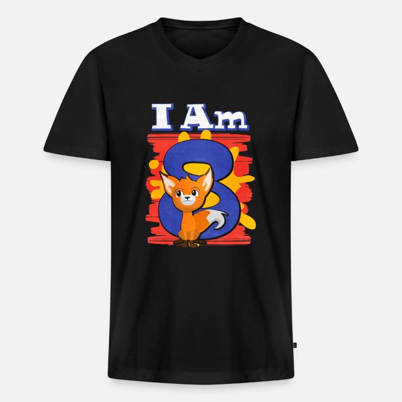 Ich Bin 8 Fuchs - Männer Premium Bio T-Shirt mit V-Ausschnitt - Schwarz