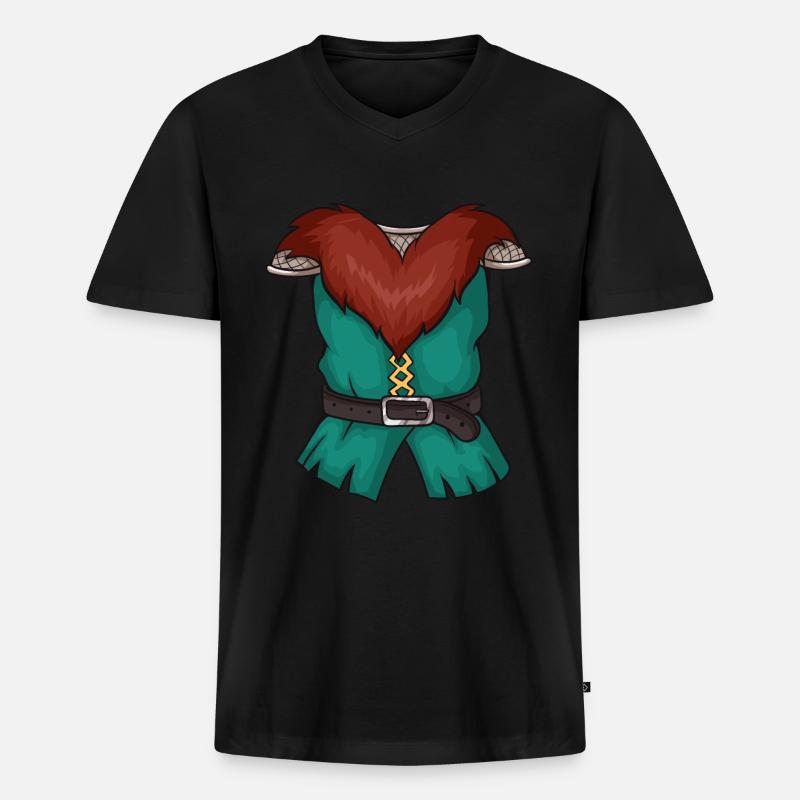 Wikinger-Kostüm - Männer Premium Bio T-Shirt mit V-Ausschnitt - Schwarz