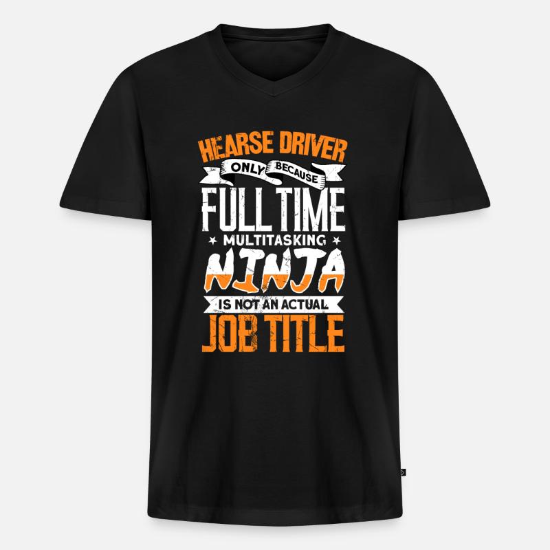 Leichenwagenfahrer - Männer Premium Bio T-Shirt mit V-Ausschnitt - Schwarz
