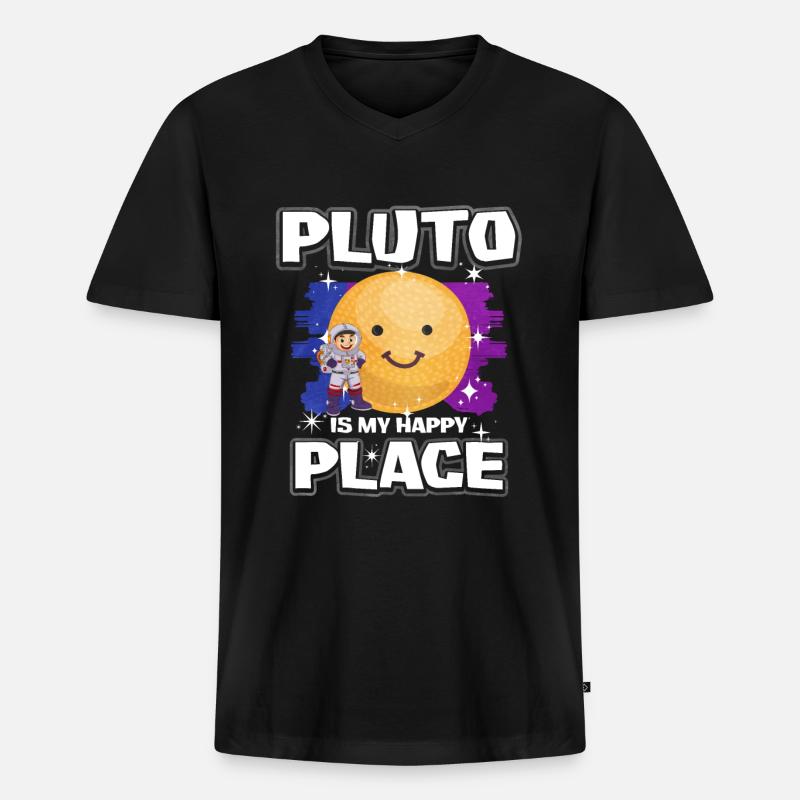 Pluto Planet Geschenk - Männer Premium Bio T-Shirt mit V-Ausschnitt - Schwarz