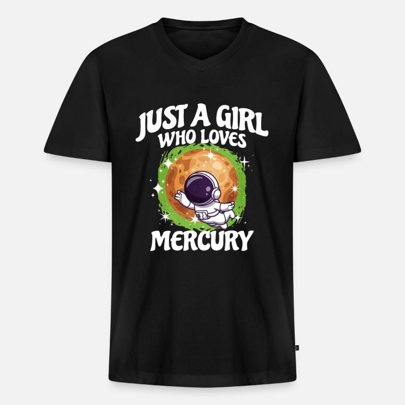 Mädchen Merkur Geschenk - Männer Premium Bio T-Shirt mit V-Ausschnitt - Schwarz
