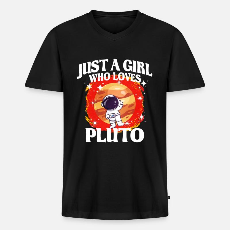 Mädchen Pluto Geschenk - Männer Premium Bio T-Shirt mit V-Ausschnitt - Schwarz
