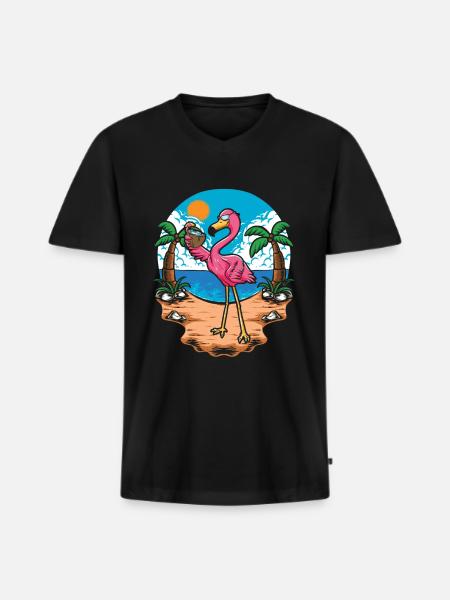 Flamingo - Men's Premium Organic T-shirt with V-neck - black