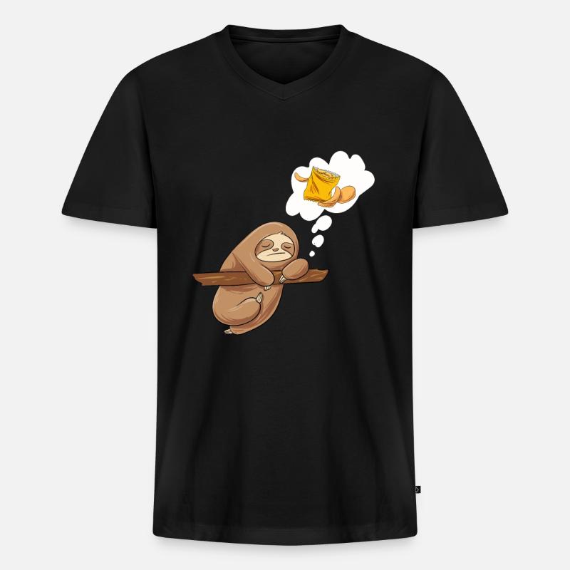 Chips Essen Snacks Süßigkeiten Geschenk - Männer Premium Bio T-Shirt mit V-Ausschnitt - Schwarz